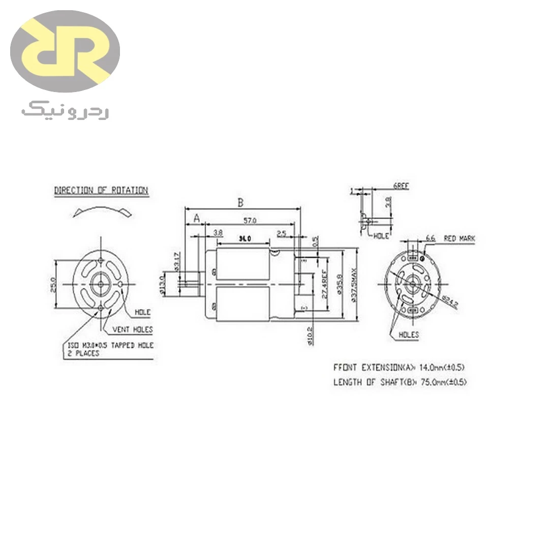 موتور ۱۲ ولت ۸۶۰۰RPM مدل 550D - Image 2