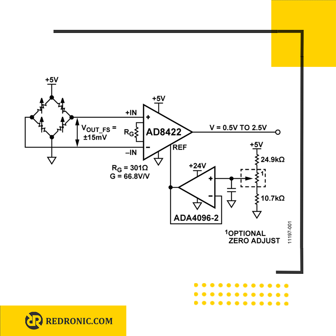 آیسی ad8422 تقویتکننده ابزار دقیق با نویز بسیار پایین و مصرف توان کم 1 کانال